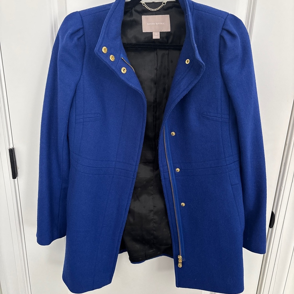 Royal blue wool coat from Banana Republic. Size XS